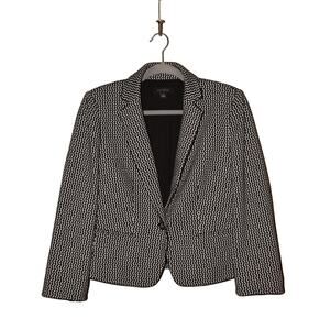 ANN TAYLOR $179 The Newbury One Button‎ Blazer in Geo Black White Size 8